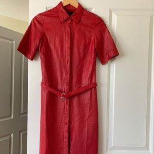 STUNNING red leather dress